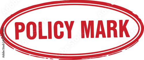 Red oval stamp with POLICY MARK text on transparent background for business concepts