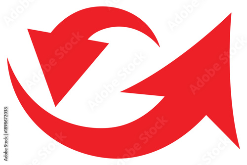 Curved red Arrow Pointing Up Growth . Red dark arrowhead vector icons. Isolated red curved arrow icon set.