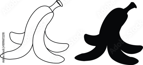 Banana Peel Outline and Silhouette skin fruit