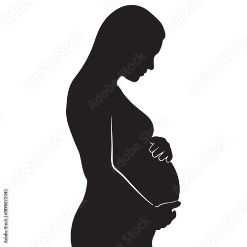 Silhouette of Pregnant Woman Holding Belly