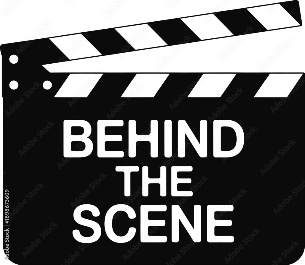 Obraz premium Movie Clapperboard Icon with Behind the Scenes Text