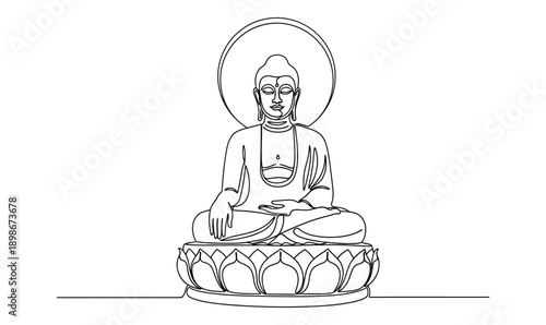 Can Be User For Poster,Banner,Logo,Greeting. Siddhattha Gotama. Happy Vesak Day.Continuos Line Art