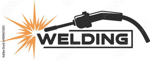 Professional Welding Service Logo with Torch Spark and Industrial Typography