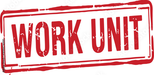 Red rubber stamp with WORK UNIT text on white background