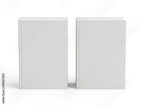Two simple white books standing side by side