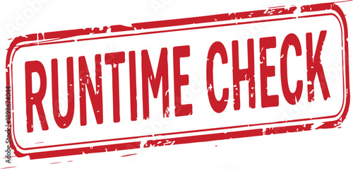 Red runtime check stamp on white background