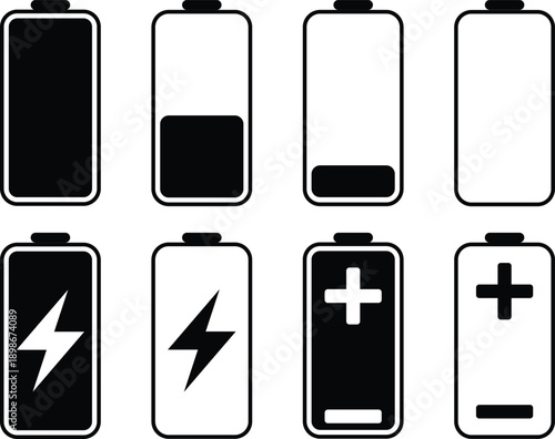 Battery level indicator icon set