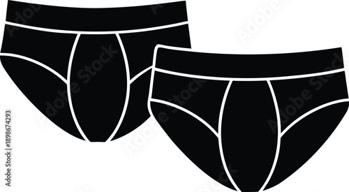 Two pairs of black briefs are displayed in a simple graphic illustration