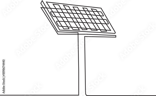 solar panel thin line vector icon. one line Icon drawing with white background.