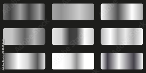 Golden silver. Silver gradient. shiny metal vector collection, vector illustration.