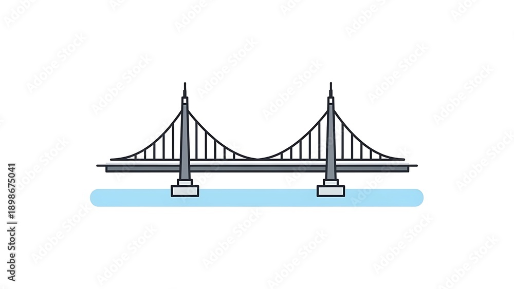 Fototapeta premium Modern suspension bridge spanning across serene blue water