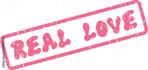 REAL LOVE sincere pink grunge texture rubber stamp symbolizing genuine affection and devotion