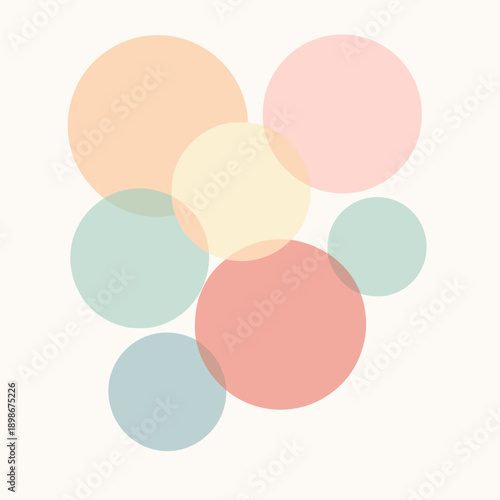 Abstract composition of overlapping pastel circles on a light background