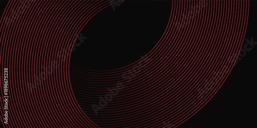 3D Red techno abstract background overlap layer on dark space with circle stripes shape decoration. Modern graphic design element future style concept for banner, flyer, card, web
