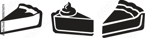 A collection of cake slice silhouette icon set. 