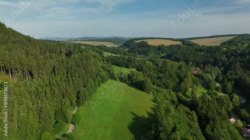 Wallpaper Mural Aerial Drone View of Green Countryside Adrspach Rocks, Czech Republic Torontodigital.ca