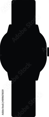 Minimalist black silhouette of a wristwatch displaying a simple timekeeping device high quality