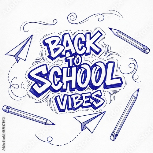 Back to school vibes hand drawn doodle illustration