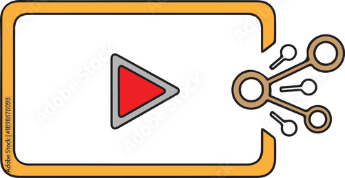 Cutting video icon with play button and scissors