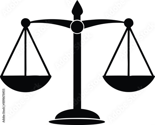 A black silhouette of scales of justice symbolizing fairness and legal proceedings