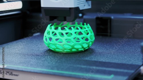 Creating a Unique Green Vase With 3D Printing Technology Closeup View