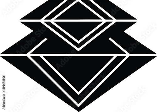 Abstract black and white geometric design featuring nested diamond shapes high quality professional