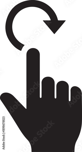 Hand with rotate arrow gesture turn