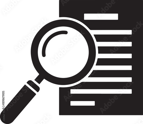 Magnifying glass over document search investigation