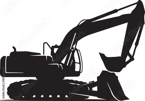 Heavyduty excavator machine silhouette for construction and industrial applications