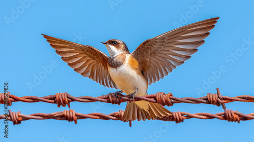 Delichon urbica common house martin bird in flight