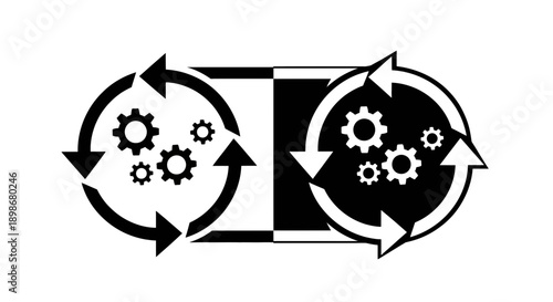Circular flow of interconnected gears and continuous process loops