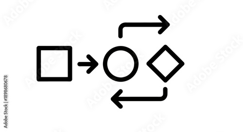 Diagram illustrating a process flow from a square to a circular node and two diamond nodes