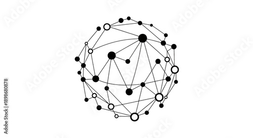 Complex network diagram illustrating interconnected nodes and clusters within a circular boundary