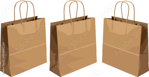 Brown paper shopping bags with handles