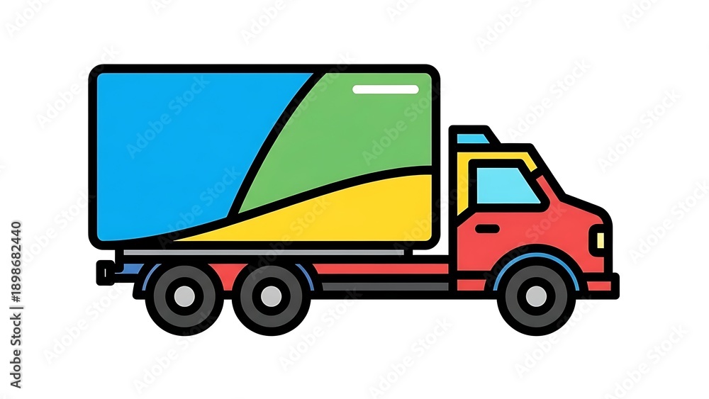 Fototapeta premium Colorful delivery truck driving on the road with vibrant colors