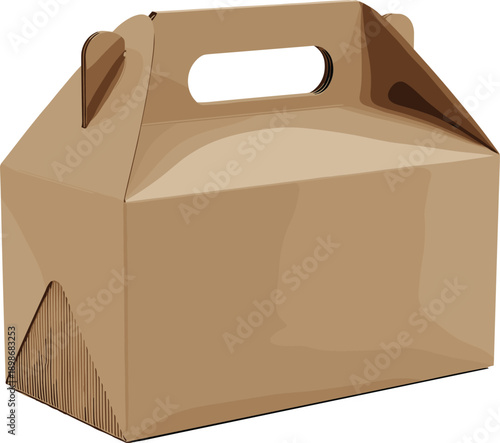 Brown cardboard box with handle packaging