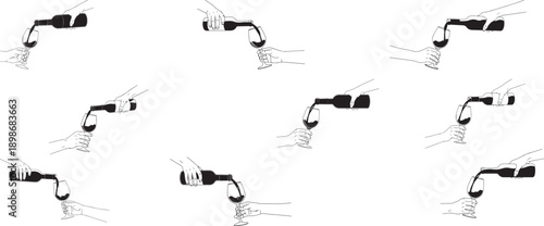 Hand Pouring Wine Into Glass Line Art Sequence Keywords: wine, pouring, glass, bottle, hand