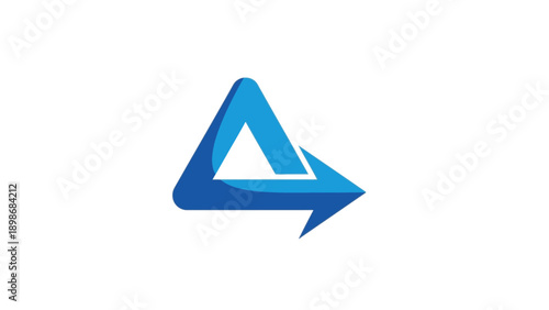 A blue gradient arrow logo pointing right on a white background with a triangular shape.