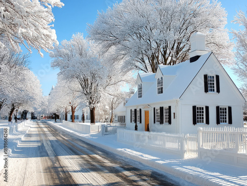Winter farm snow scene