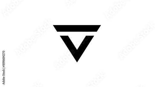 A black geometric logo consisting of a triangle with a horizontal line on top, set against a clean white background.