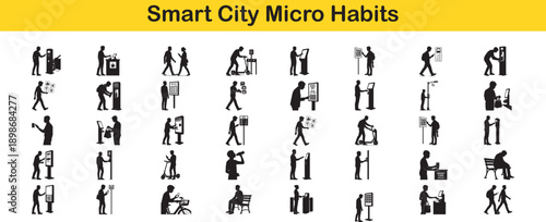 Smart City Micro Habits Silhouette Collection Keywords: smart city, micro habits, silhouette