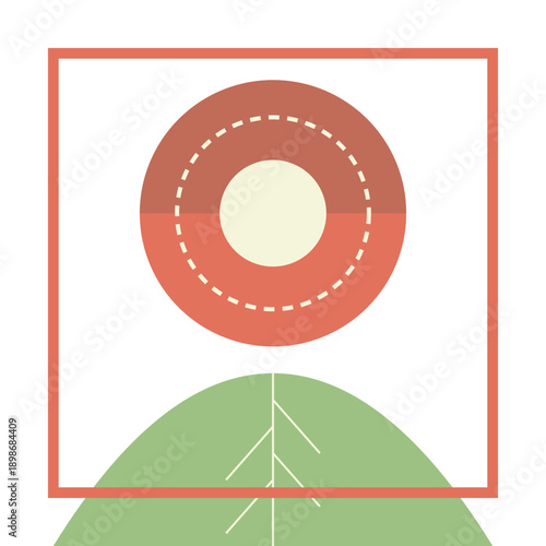 Minimalist Terracotta Sun and Abstract Sage Green Landscape Design