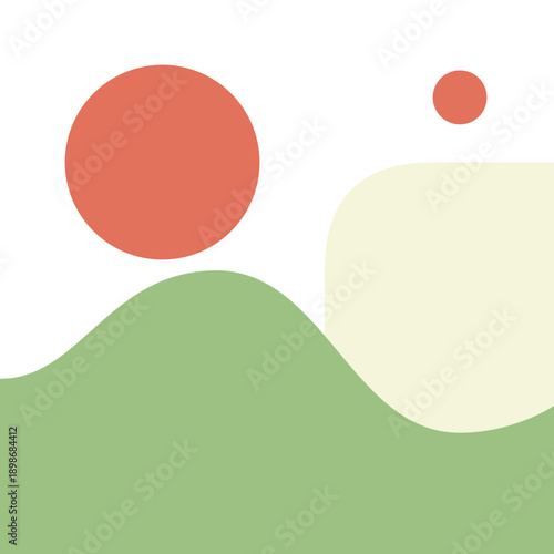 Minimalist Abstract Geometric Landscape with Terracotta and Sage Accents