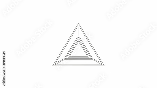 Geometric illustration of a nested triangle design on a white background with a minimalist aesthetic.