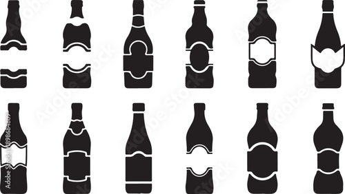 Soft Drink Packaging Icons – Soda Bottle Silhouette Set