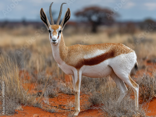 An elegant Dama gazelle sta...