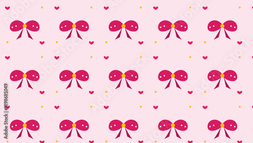 Seamless Pink Bow and Heart Pattern Design