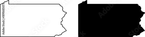 Photos Pennsylvania State Map Outline and Solid Silhouette Graphics Bundle