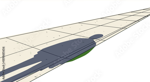 Lonely Shadow Walking: Conceptual Illustration of Solitude and Uncertainty on Path to Future, Isolated on transparent background. Vector Graphic for Social Issues.