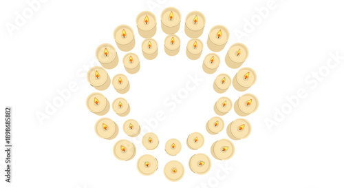 Festive Candle Wreath Isolated on Transparent Background. Holiday Celebration, Remembrance Design Element. Vector Candlelight Symbol for Festive, Spiritual Events